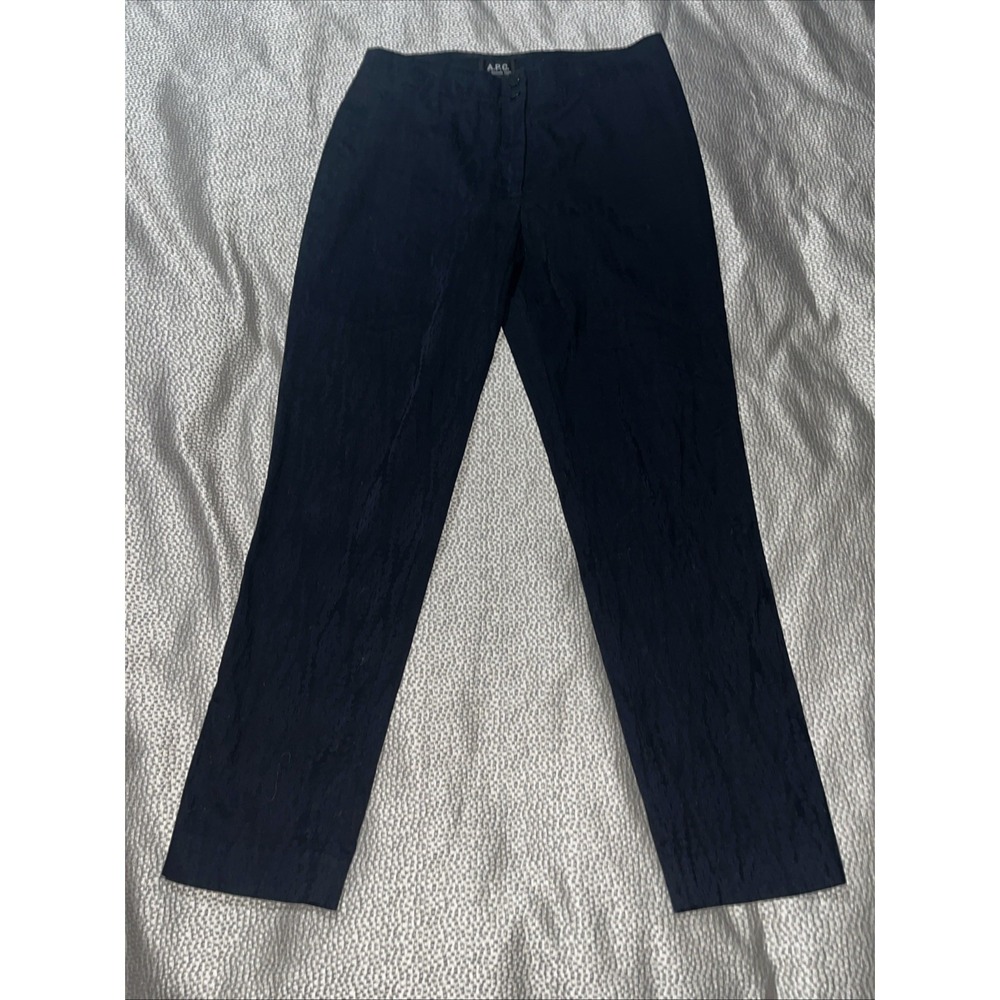 A.P.C. Rue Madam Paris Navy Blue Texture Style Trouser Pants Womens Fr Size 38‎